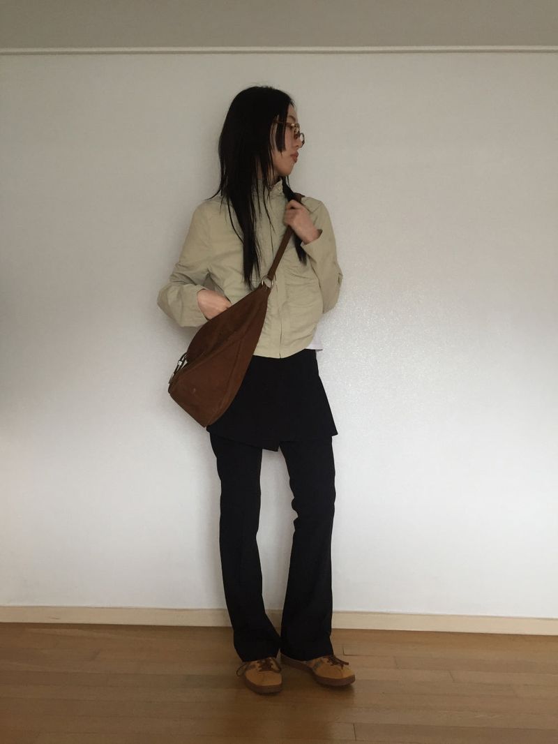 Cut slacks layered pants (2 colors)