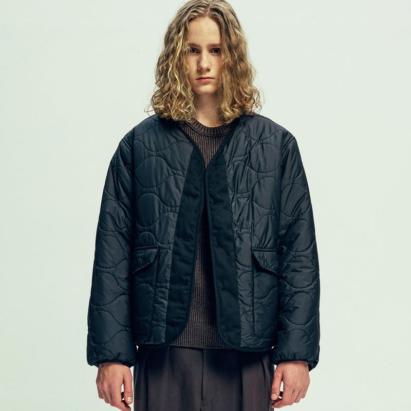 reversible quilted & fleece liner jacket black