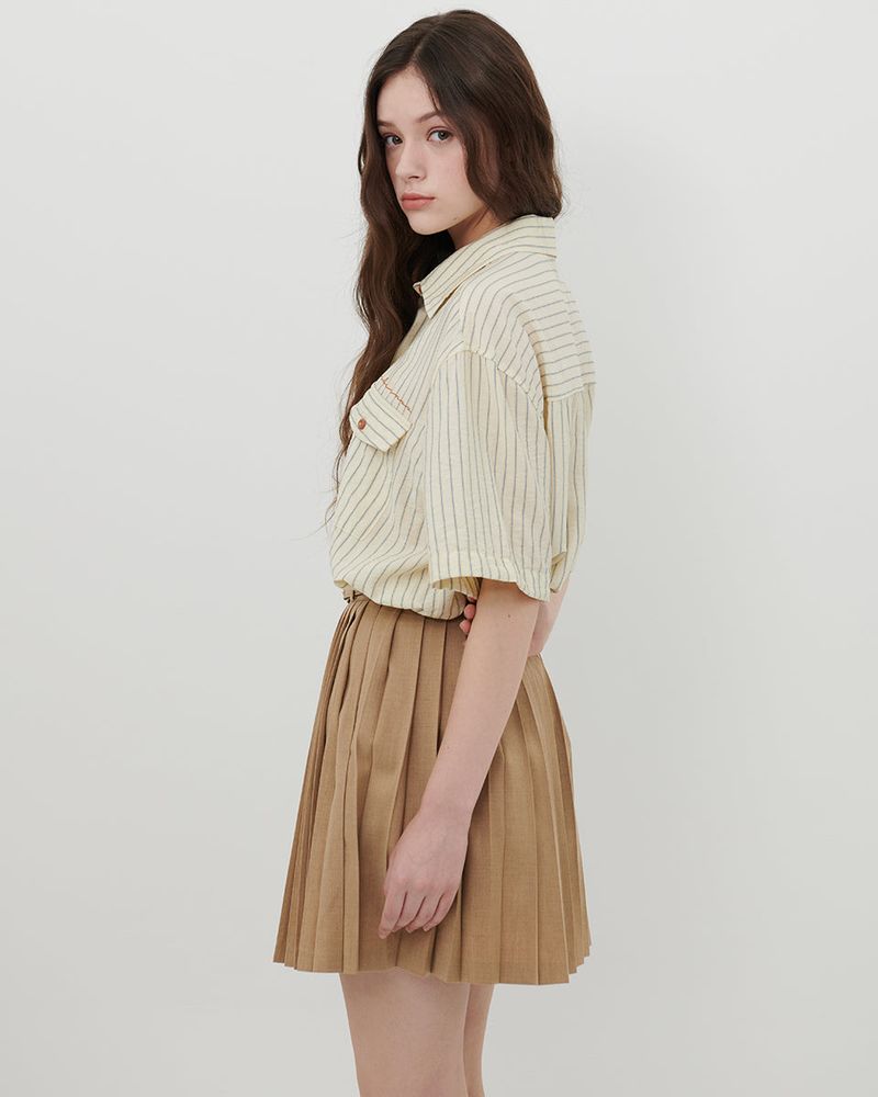 STRIPE POCKET SHIRT [BEIGE]