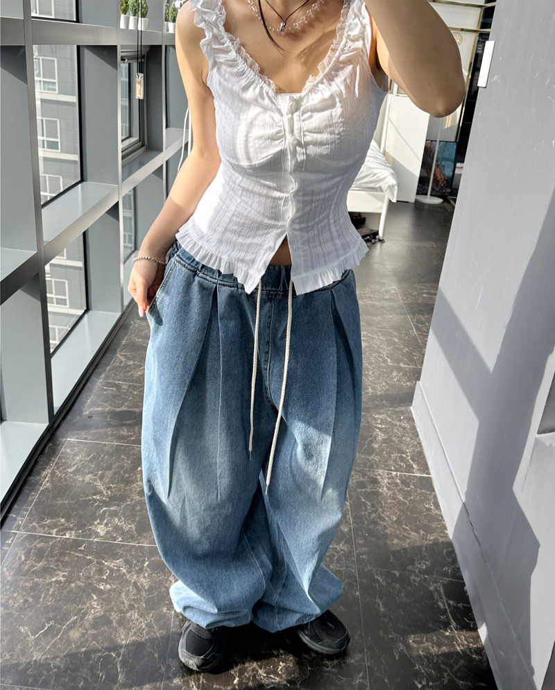 FRILL LACE BLOUSE SLEEVELESS 🤍🖤
