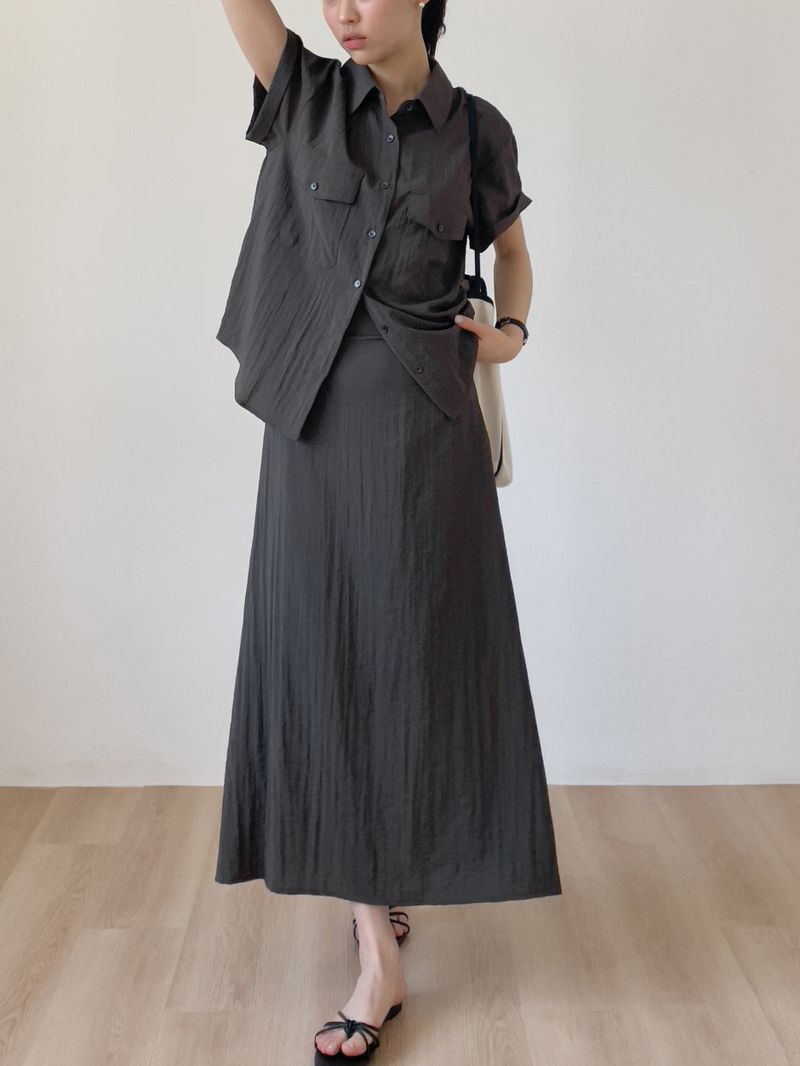 Even Nylon Roll-up Short Sleeve Shirt