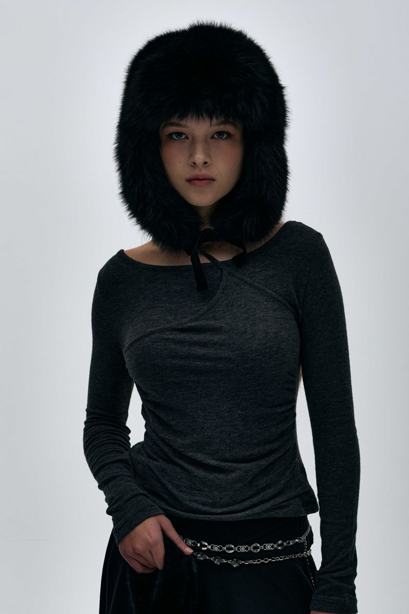 MUREN SHIRRING TOP / CHARCOAL