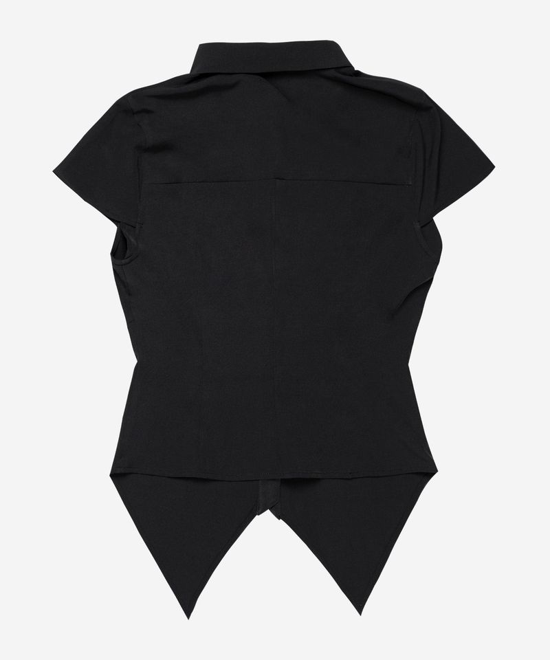 Cross Pleated Shirt #Black