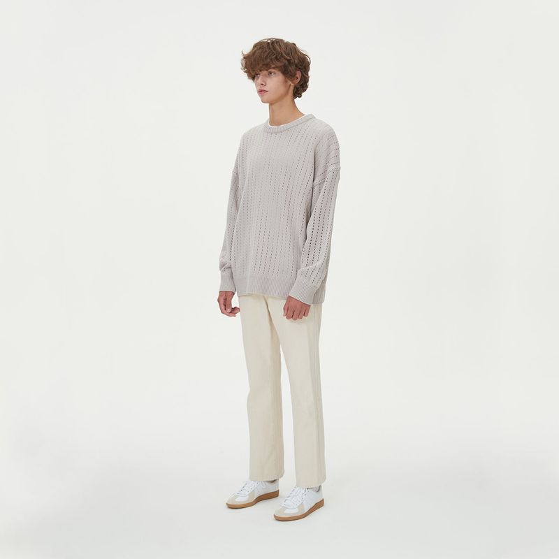 BLONDNINE(ブロンドナイン)の「PUNCHING ROUND KNIT_GRAY(Tops)」