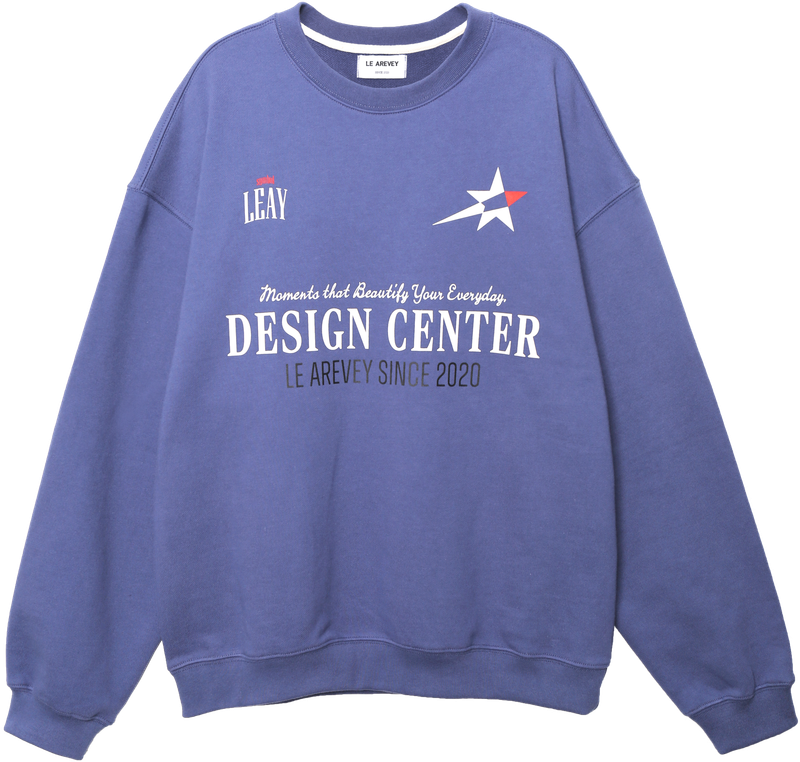 LE AREVEY（アルヴェイ）の「DESIGN CENTER SWEATSHIRT [BLUEVERRY BLUE]（Tops）」
