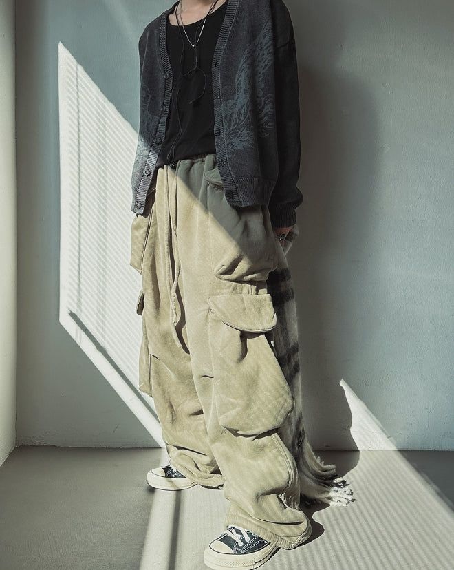 Top Washed Big Pocket Cargo Sweatpants