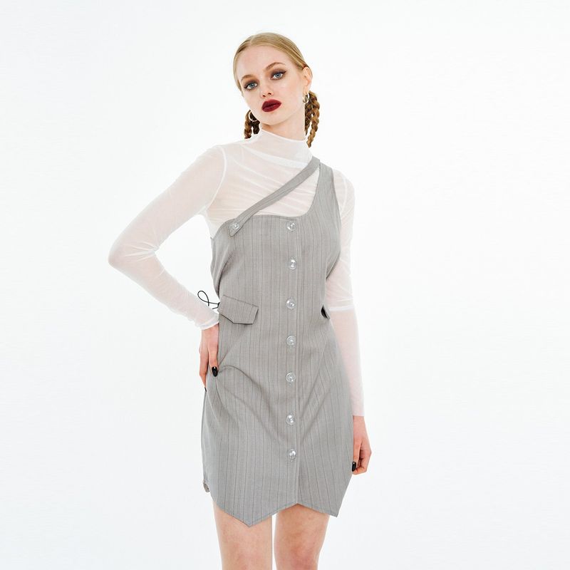 One-shoulder One-piece [Gray]