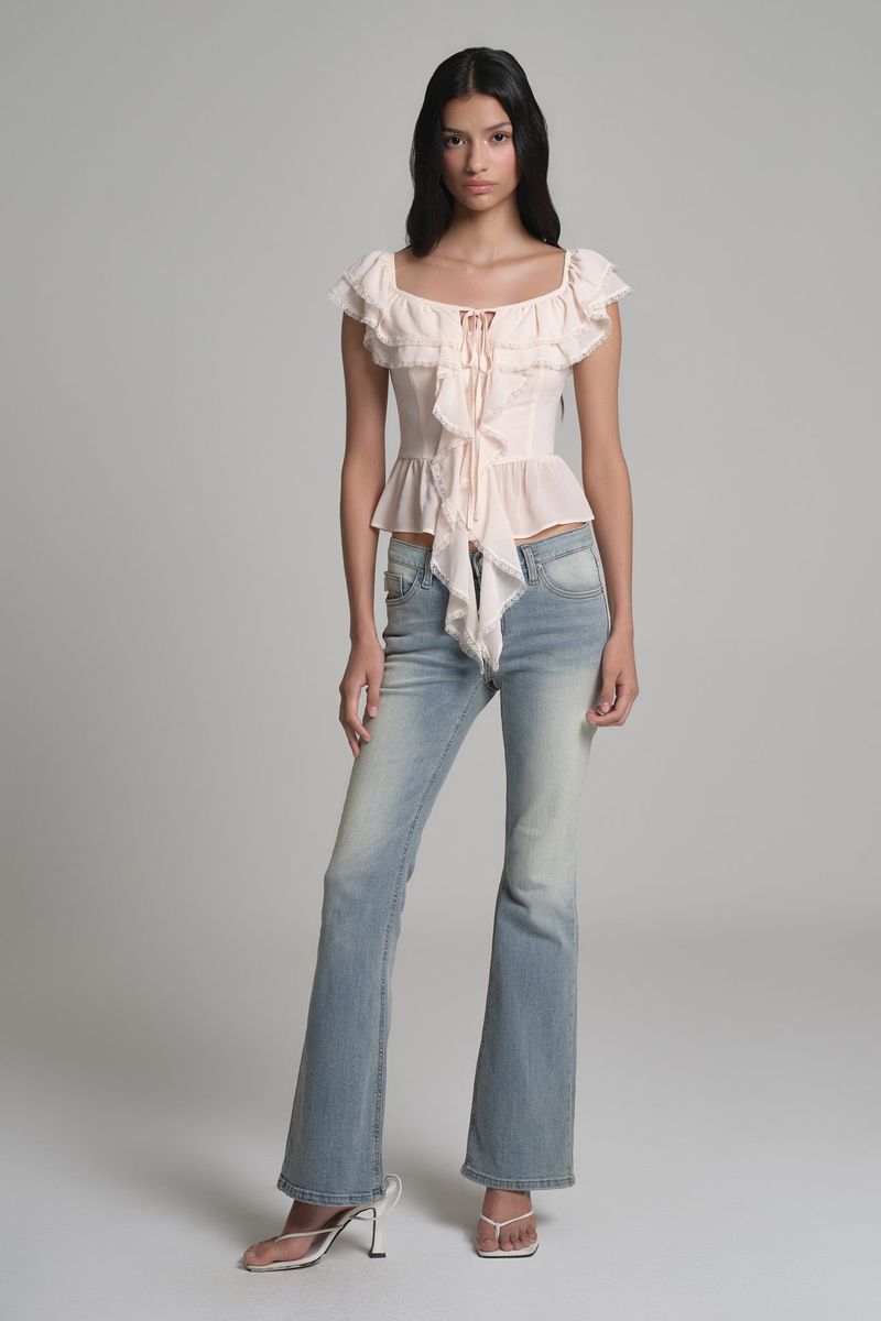 Kleesier（クリーシーア）の「Cherry Sorbet Ruffle Top, Baby Pink（Tops）」
