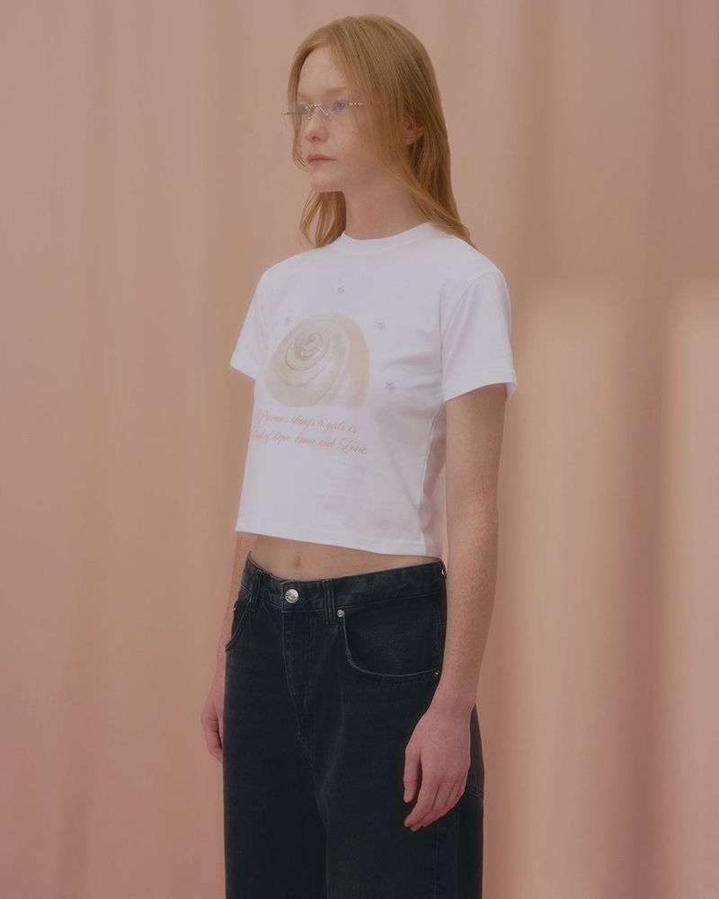 CHARMING SHELL CROP TSHIRT-WHITE