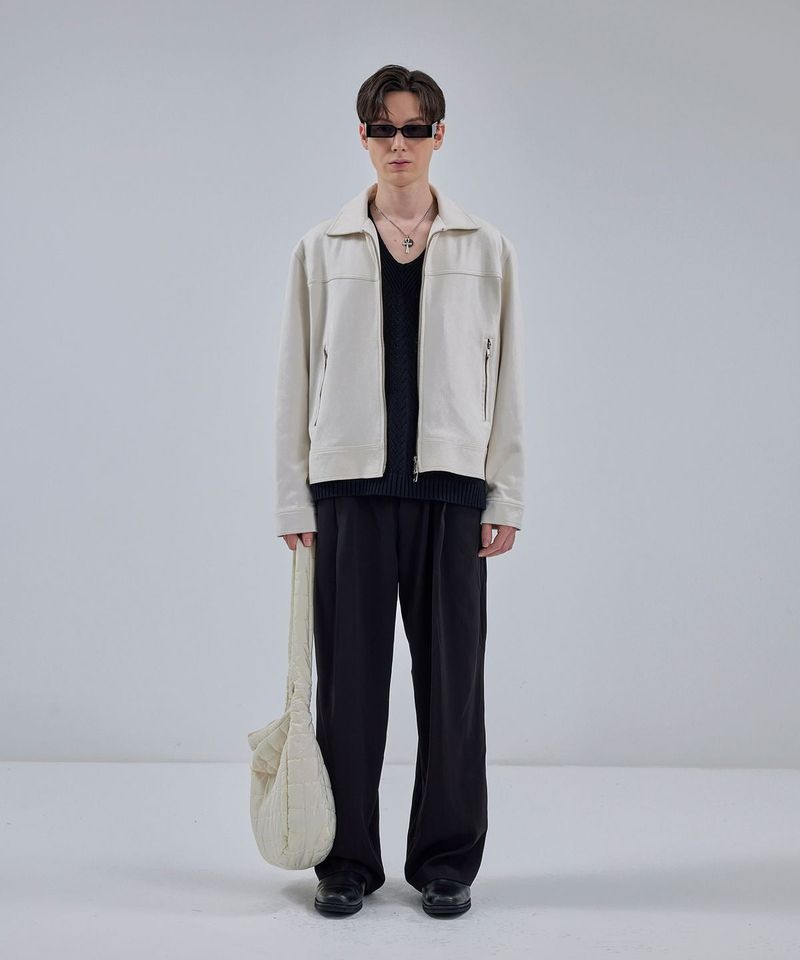 86-IRO237 Biker Collar Suede Jacket