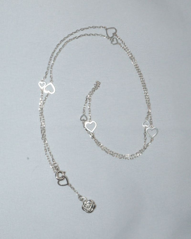 [MADE] lovely rose. long heart chain necklace