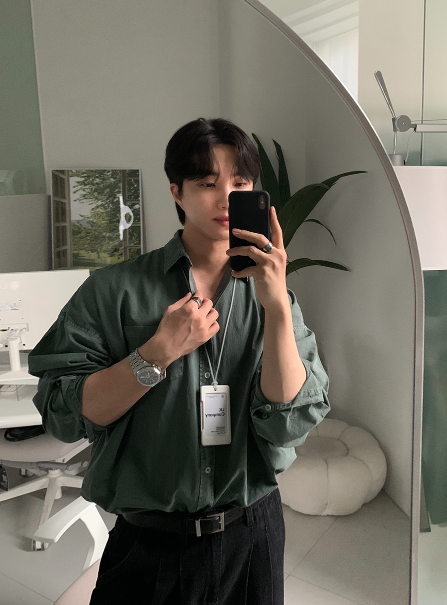 Glass Pigment Basic Cotton Shirt