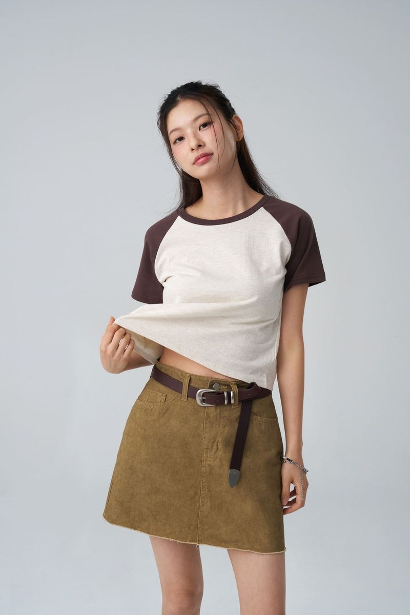 (W) grunge washed skirt pants