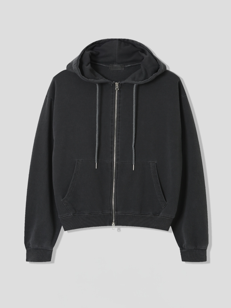 pigment crop hood zip up 