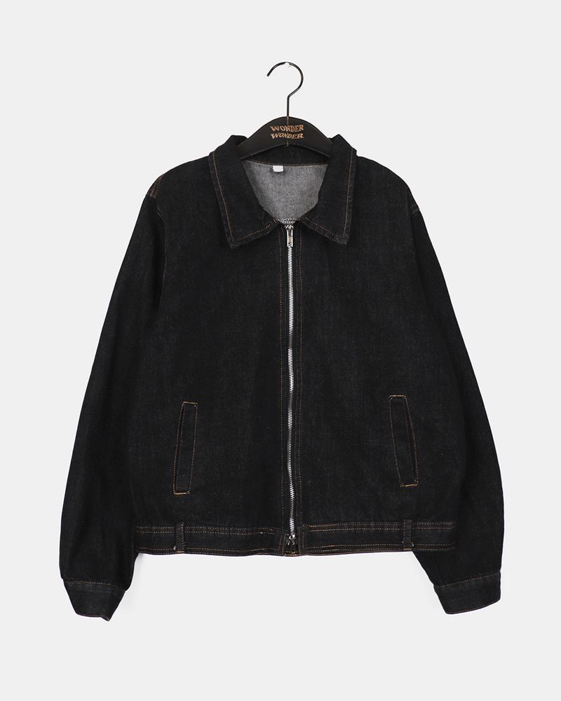 Vocket denim stitch two-way zip-up jacket