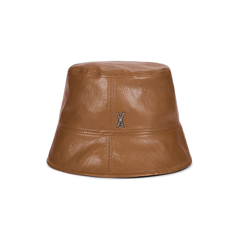 VA Cubic Stud Veganleather Drop Bucket Hat / Camel