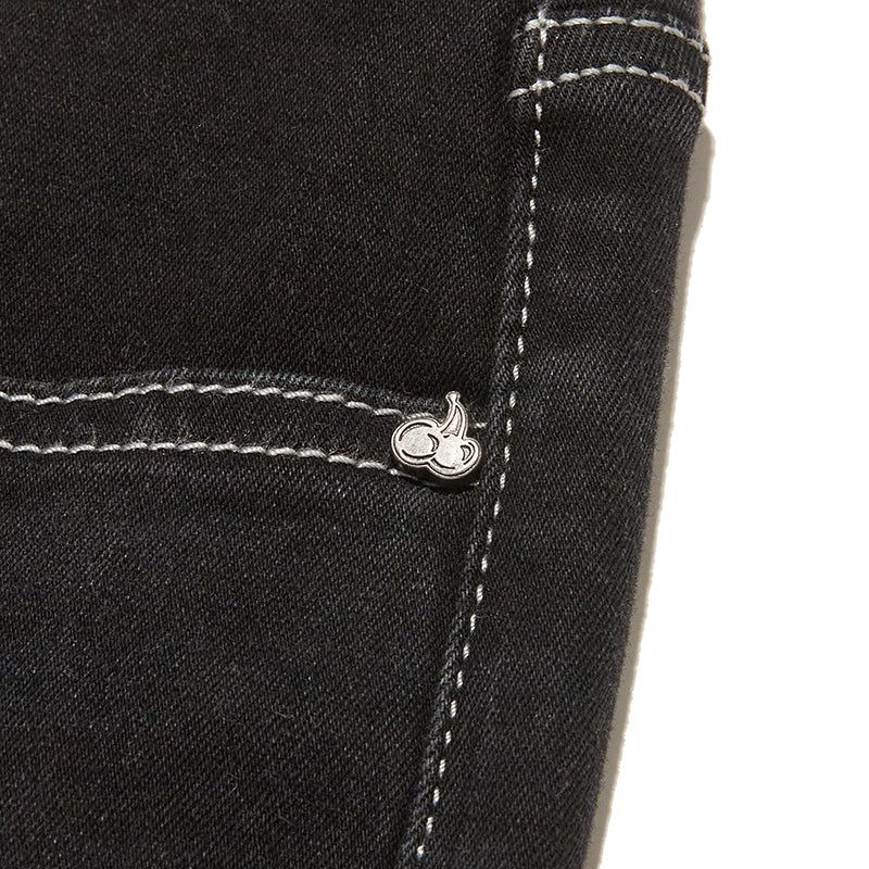 CHERRY SPAN SLIM-FIT DENIM PANTS [BLACK]