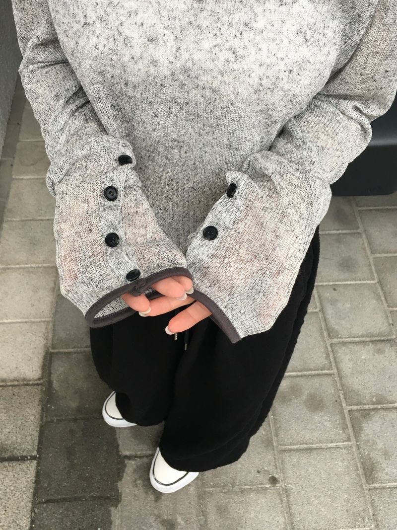 Slender Button Hoodie Knit (3c)