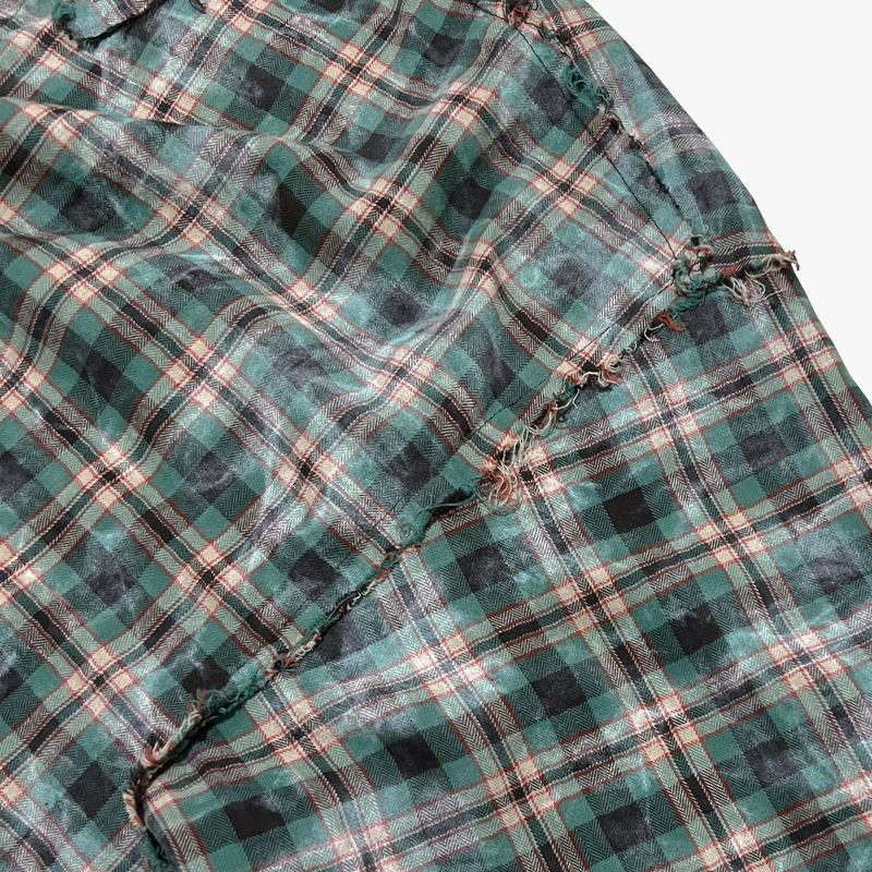 smoke wash check shirt_green