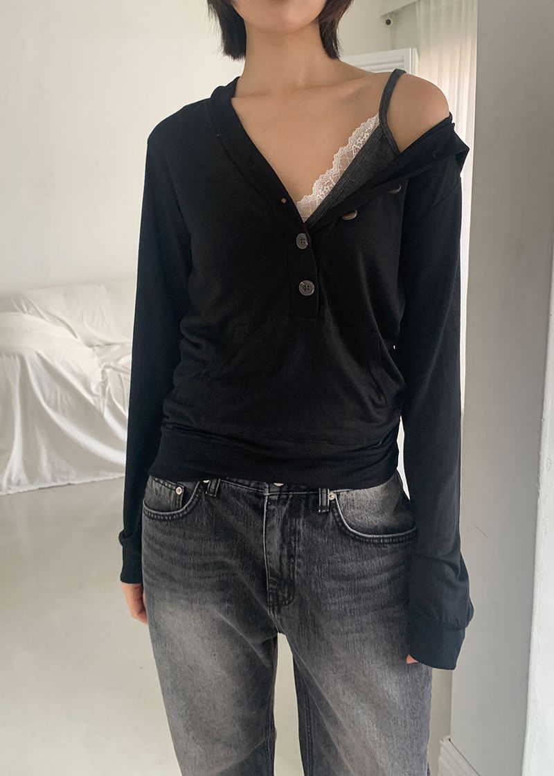 TENCEL BUTTON HOOD TEE