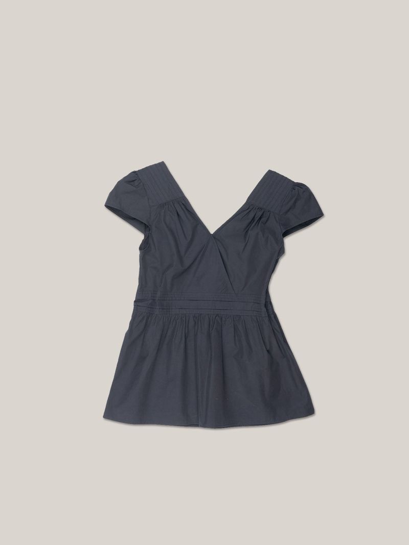 PUFF PIN TUCK BLOUSE [ NAVY ]