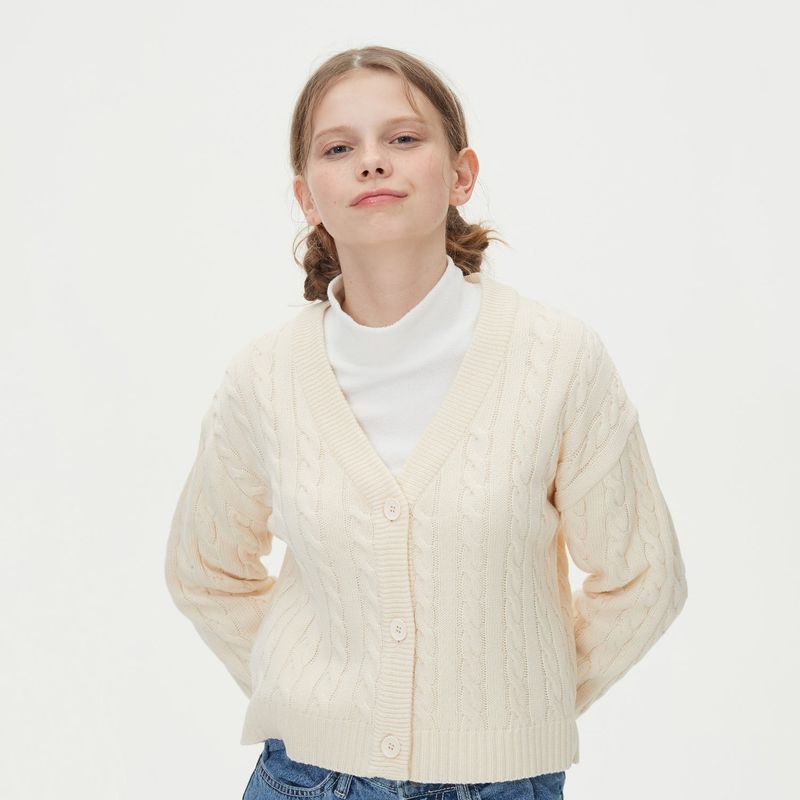 CROP CABLE KNIT CARDIGAN_IVORY