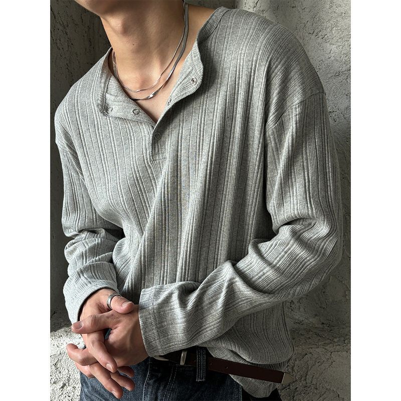 [F/W] Golgi button henry neck long sleeves (4color)