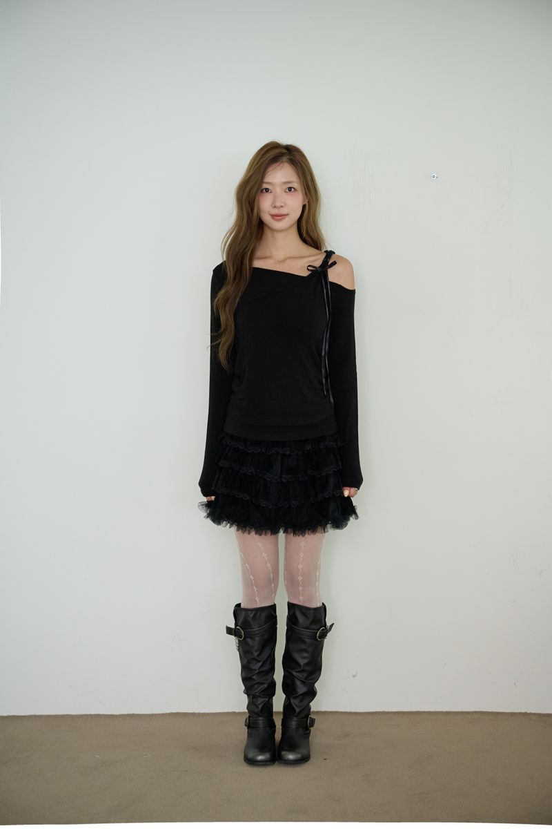 GRACE SHIRRING WRAP T-SHIRT