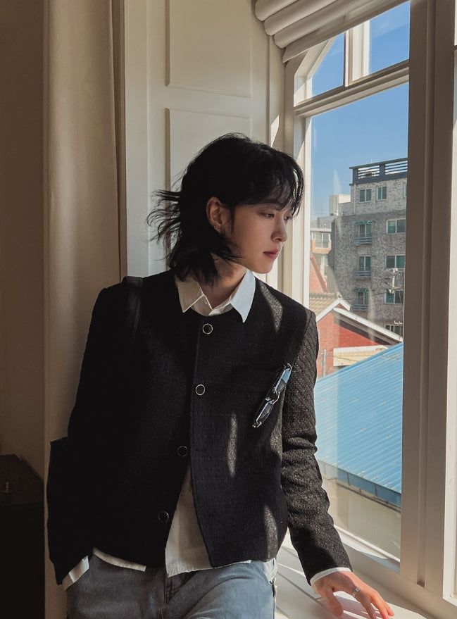 Weasel round tweed jacket