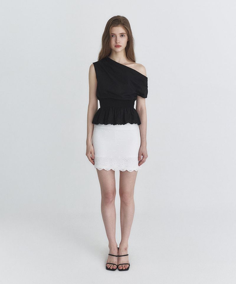 Drape lace blouse (Black)