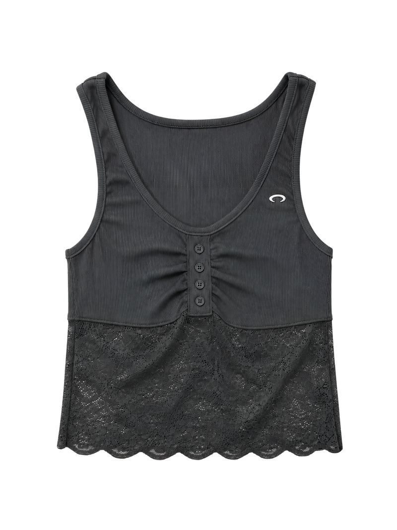 LACE SHORT SLEEVELESS [CHARCOAL]