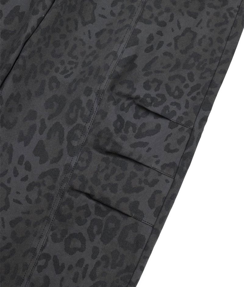 Curved Leopard Pants - Charcoal