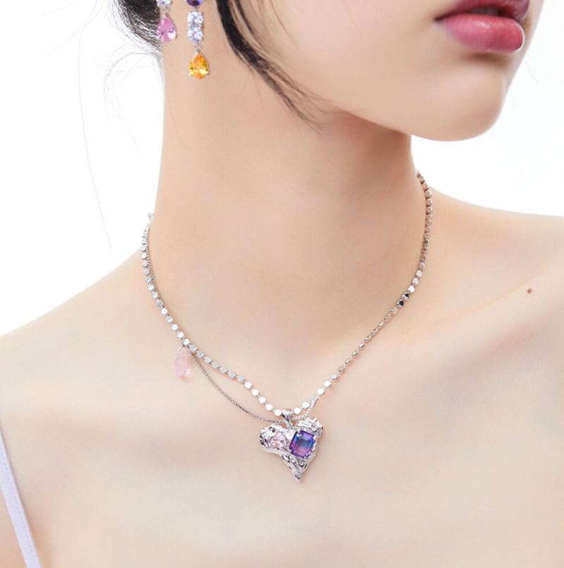 [IVE WONYOUNG , ITZY YEJI Pick] Lovely Cubic Heart Necklace