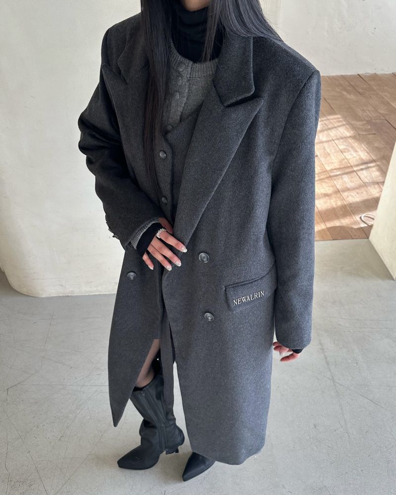 NEWALRIN Classic Long Wool Coat & Vest Set