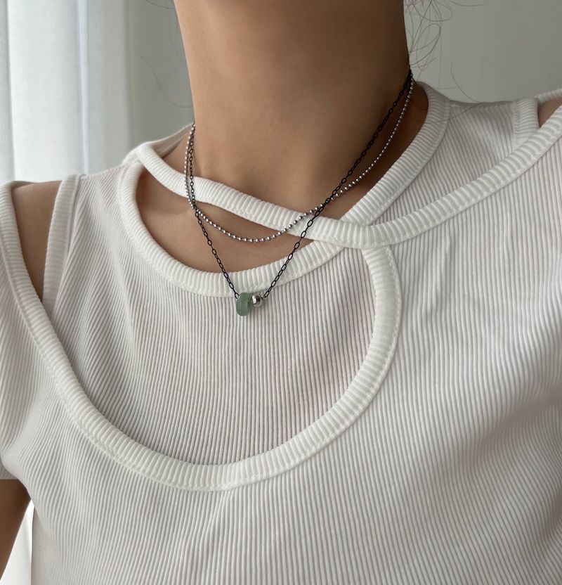 Haur gemstone y2k hip two-line layered choker necklace