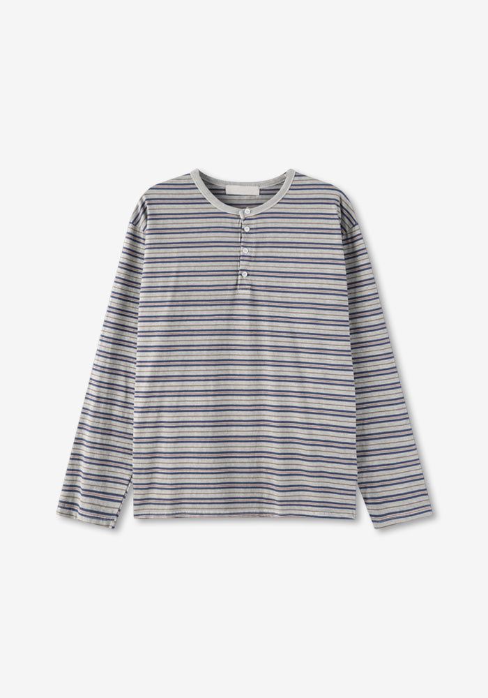 PEP ピグメントストライプヘンリーネックスリーブ