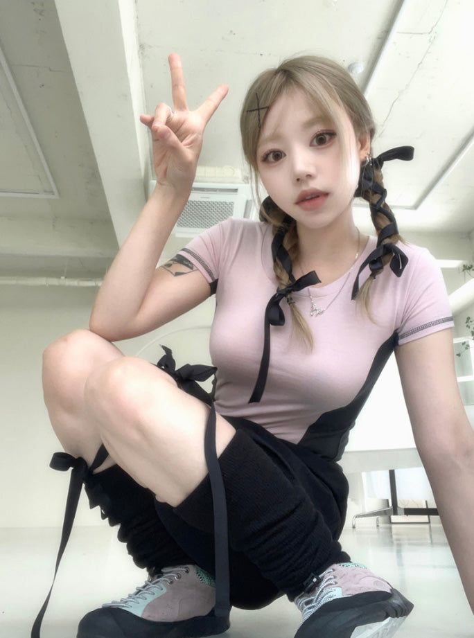 heenytsuki（ヒニツキ）の「Sporty Spandex color matching Slim T-shirt（Tops）」