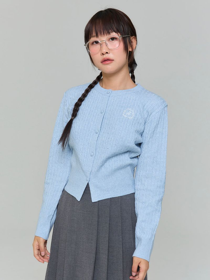 ADORE BELLE(アドールベル)の「EMBROIDERED TWIST CARDIGAN - SKYBLUE(Tops)」