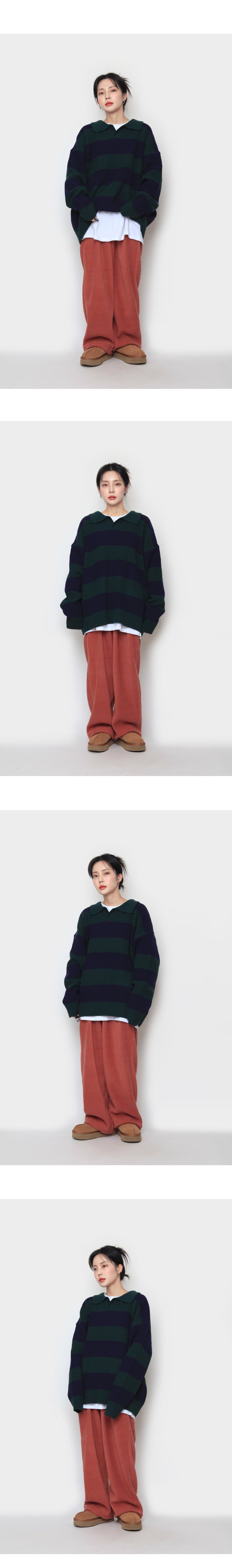 two-tone colored collar knitwear