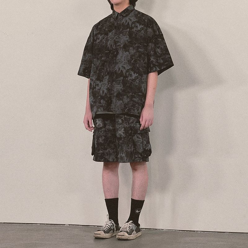 tie-dye cargo shorts_black