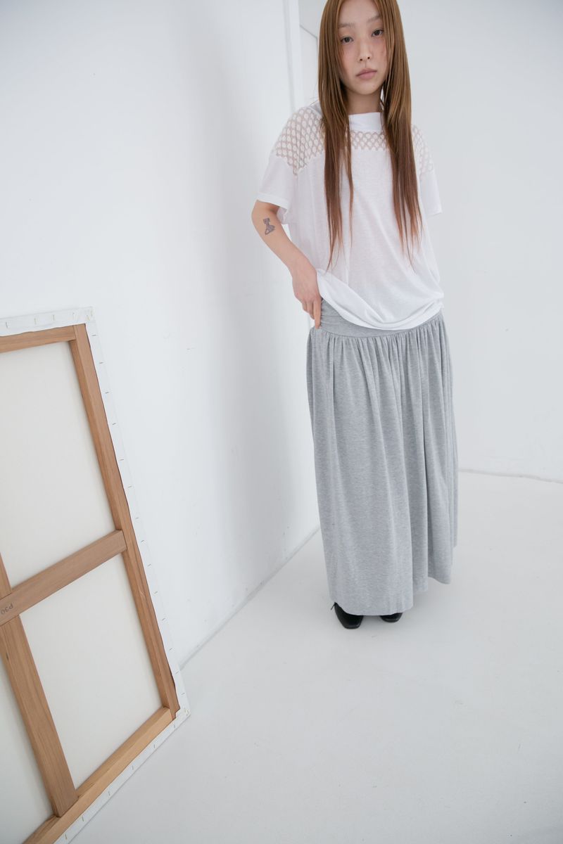 shirring banding long skirt(3colors)
