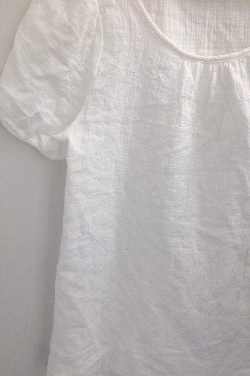 Pocket button puff blouse