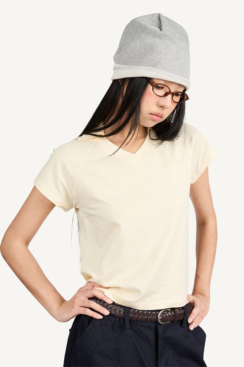 V-collar crop top