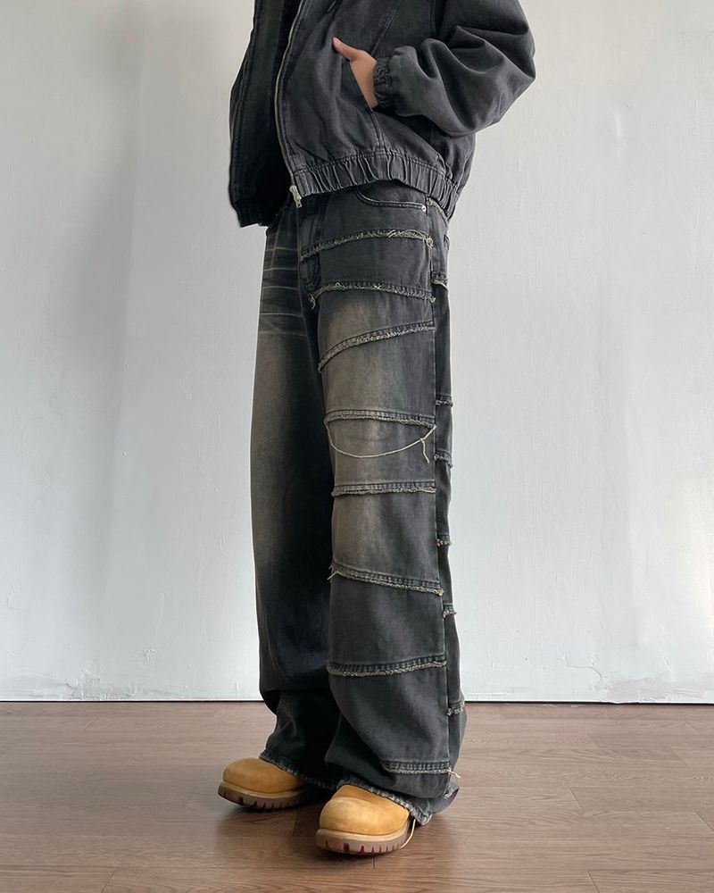 Unbalanced Cutting Denim Pants
