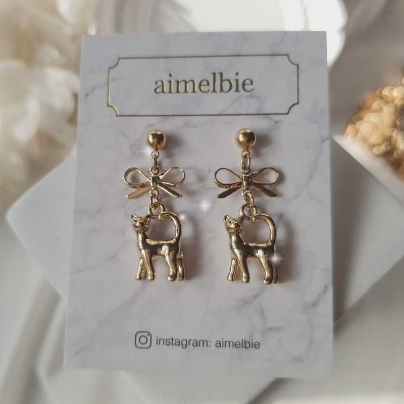 Kitty and Bow Piercing - Gold Color