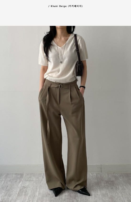 INCHANT ME(インチャントミー)の「Marron Belted Two-Tuck Wide Slacks(Pants)」