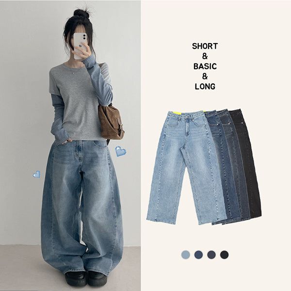 hijjoo（ハイチュー）の「フィット保証！下半身カバー ワイドデニムパンツ (4 colors)（パンツ）」