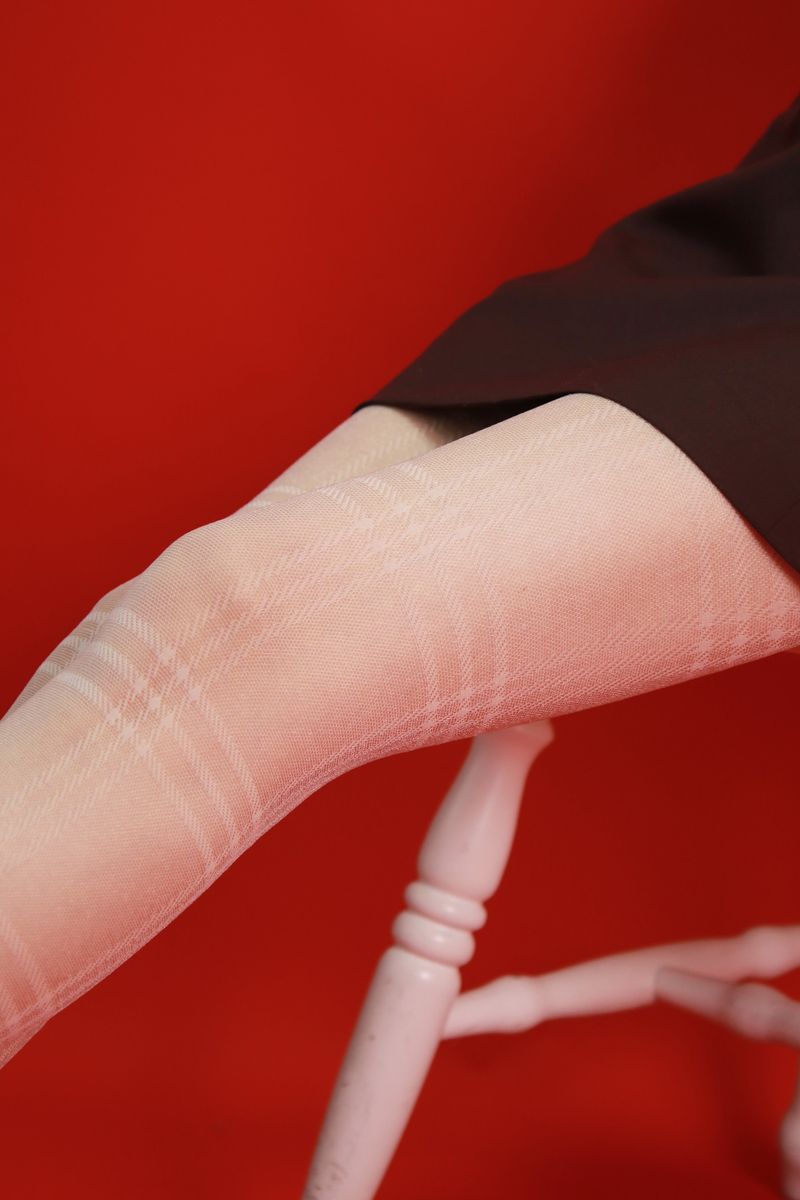 tartan check pattern tights (ivory)