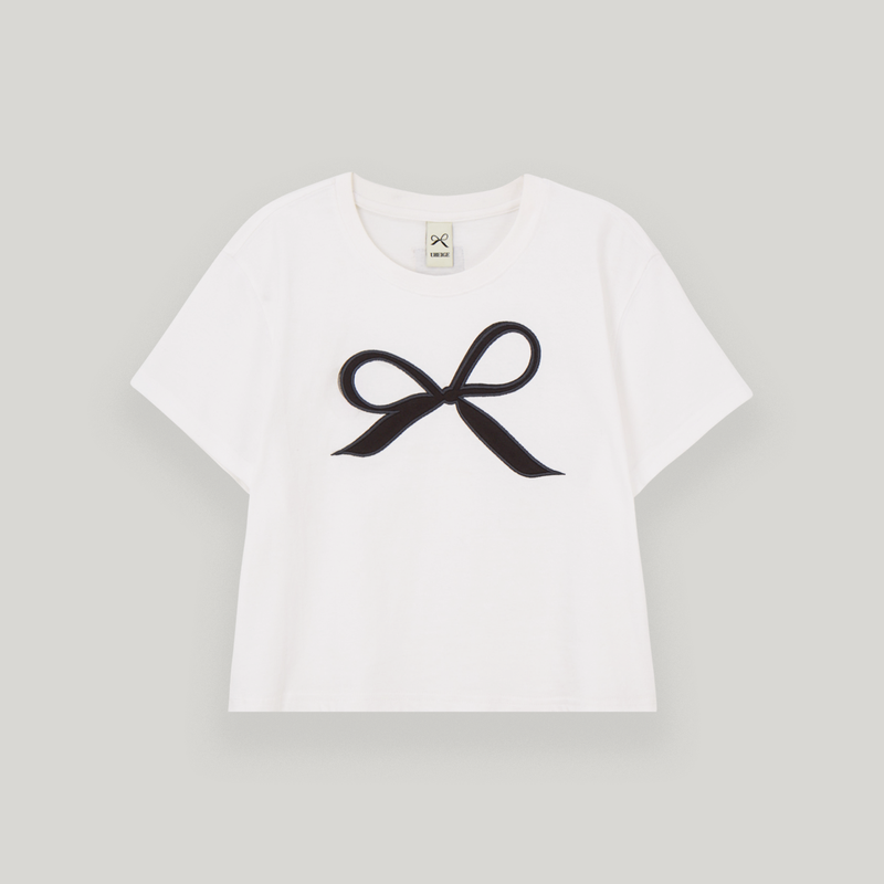 White Ribbon Semi-Crop T-Shrit