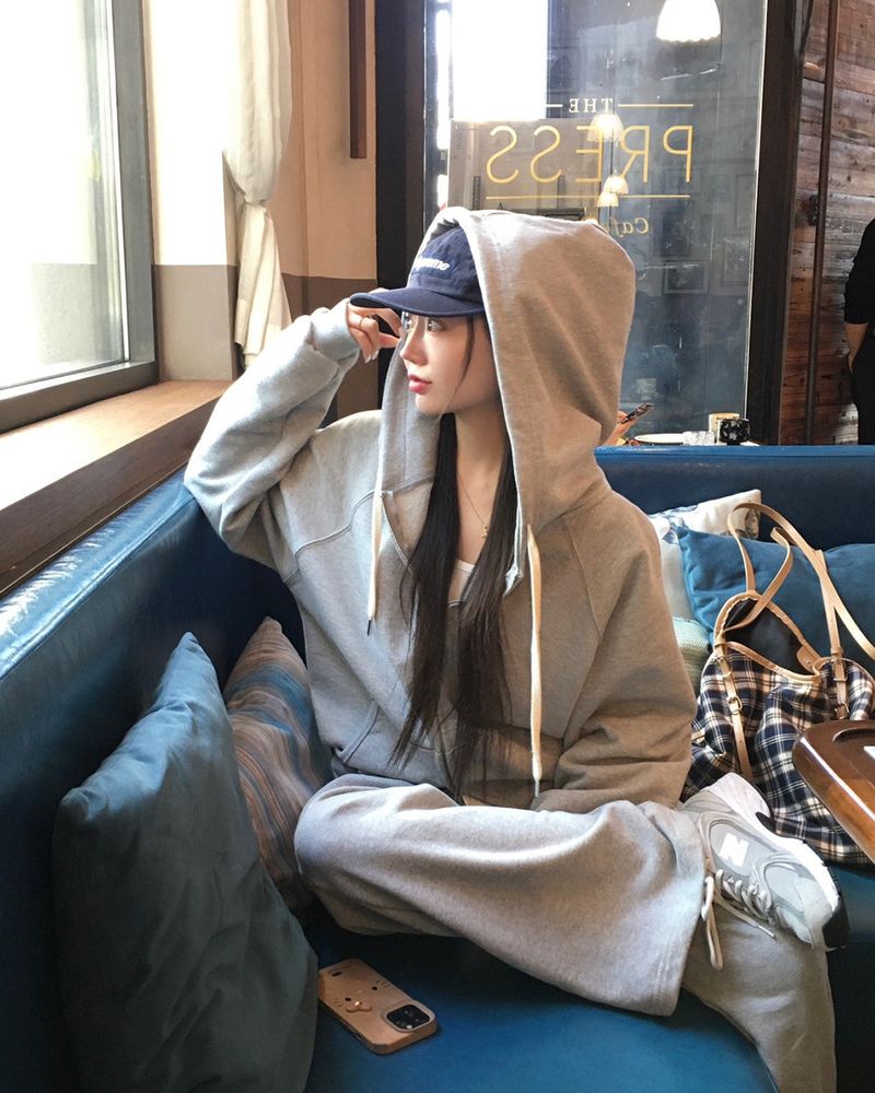[Bellied made] Movening Color Blocking Two-Way Hooded Zip-up